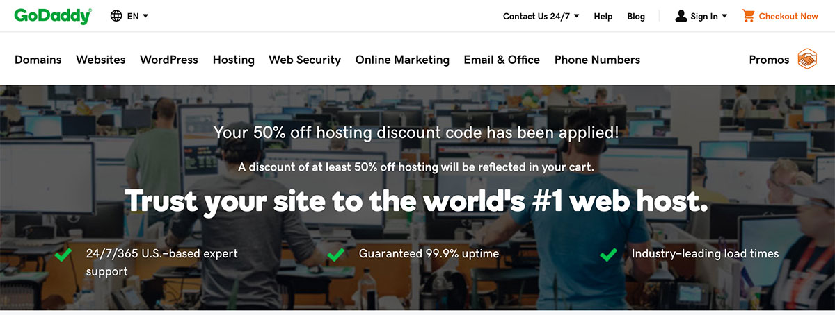 GoDaddy Hosting: 50% off hosting discount code