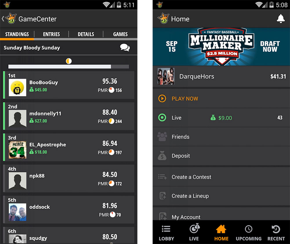 DraftKings Android Games